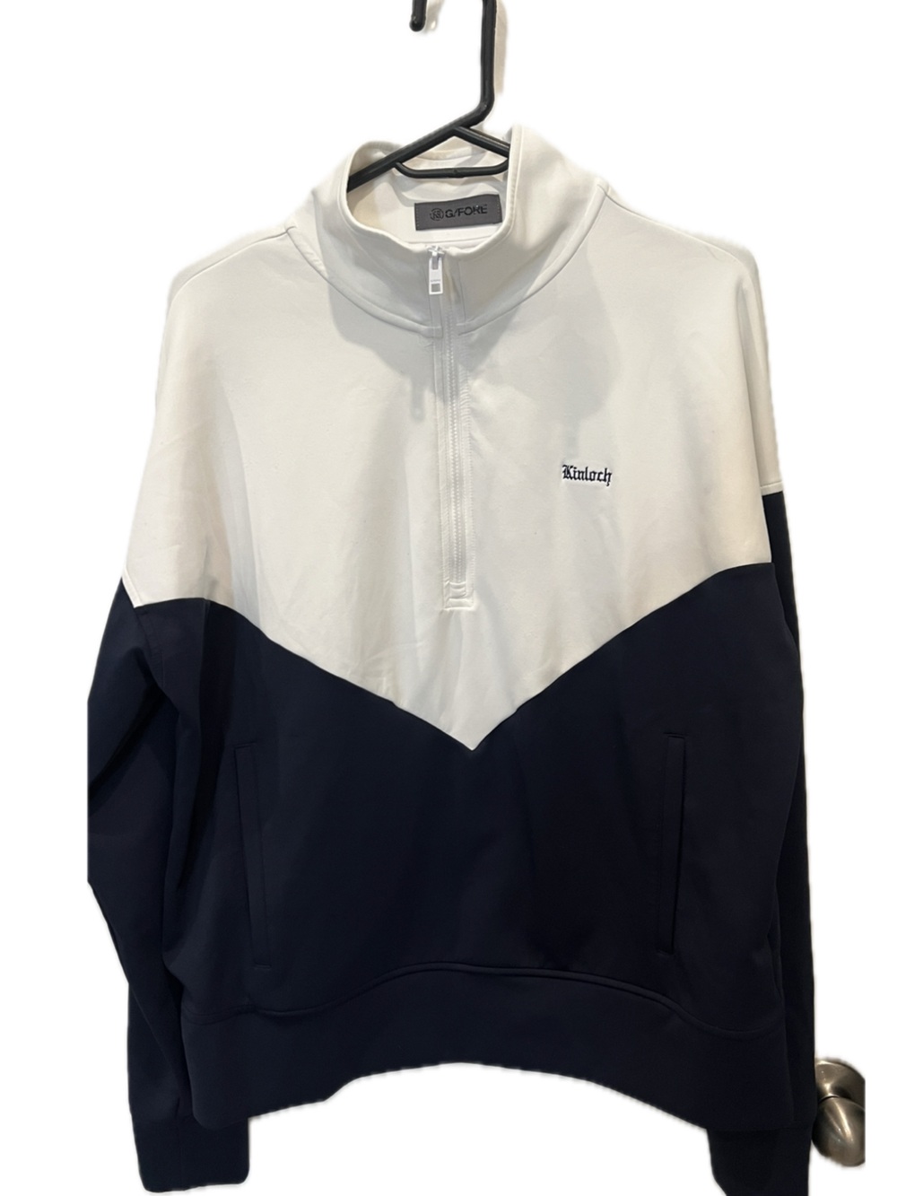 G/FORE White Half-Zip Pullover with Black Logo Trim